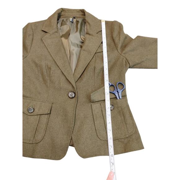Ambition Blazer Jacket Wool Blend Pockets Single Button Brown Womens Medium - Picture 5 of 6